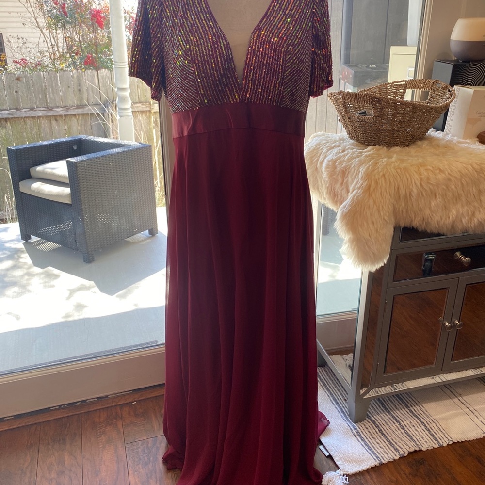 shein maroon long dress